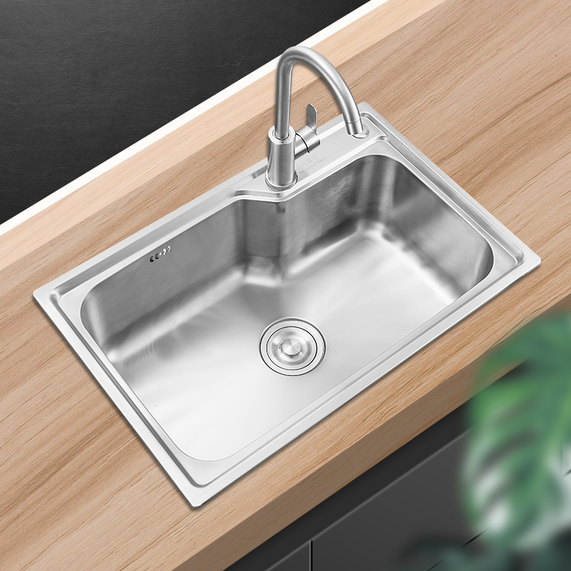厨房加厚304不锈钢水槽单槽洗菜盆家用洗碗单盆洗碗池大单槽套装