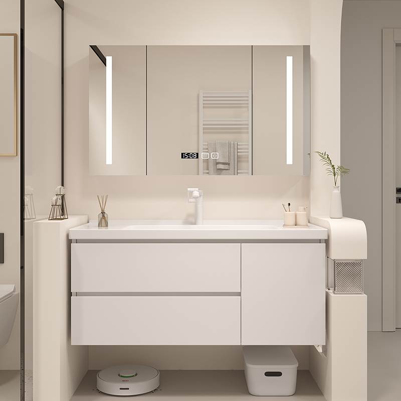 实木浴室柜陶瓷一体盆组合现代轻奢卫生间智能洗脸盆洗漱台洗手池