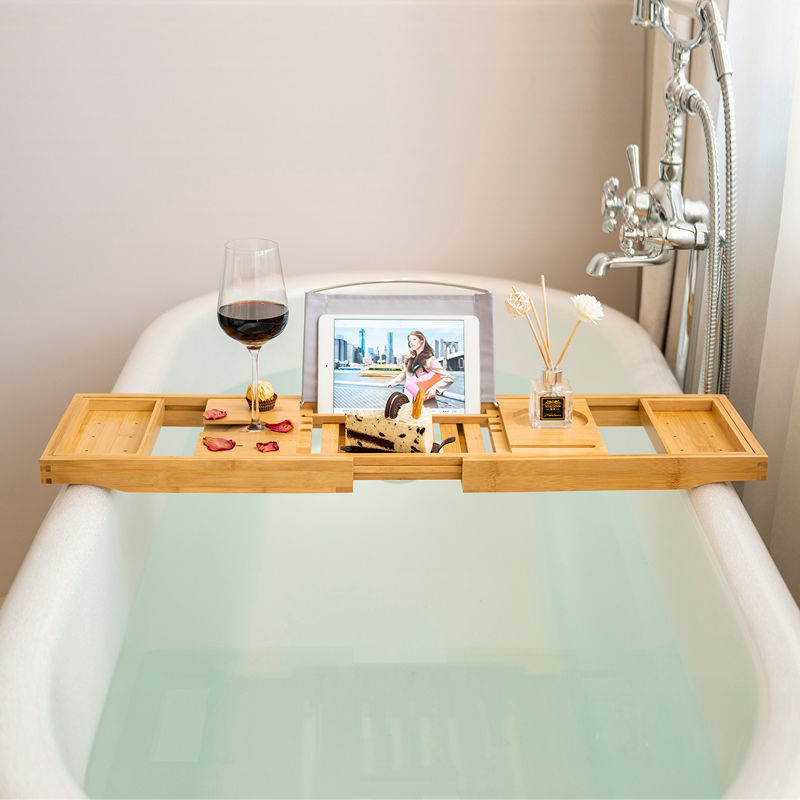 浴缸置物架伸缩架泡澡支架欧式多功能防滑置物板浴室收纳