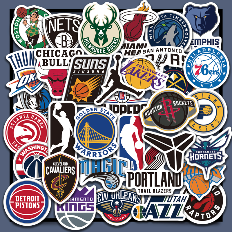 新赛季2024NBA球队贴纸篮球队标logo科比乔丹手机行李箱贴画防水