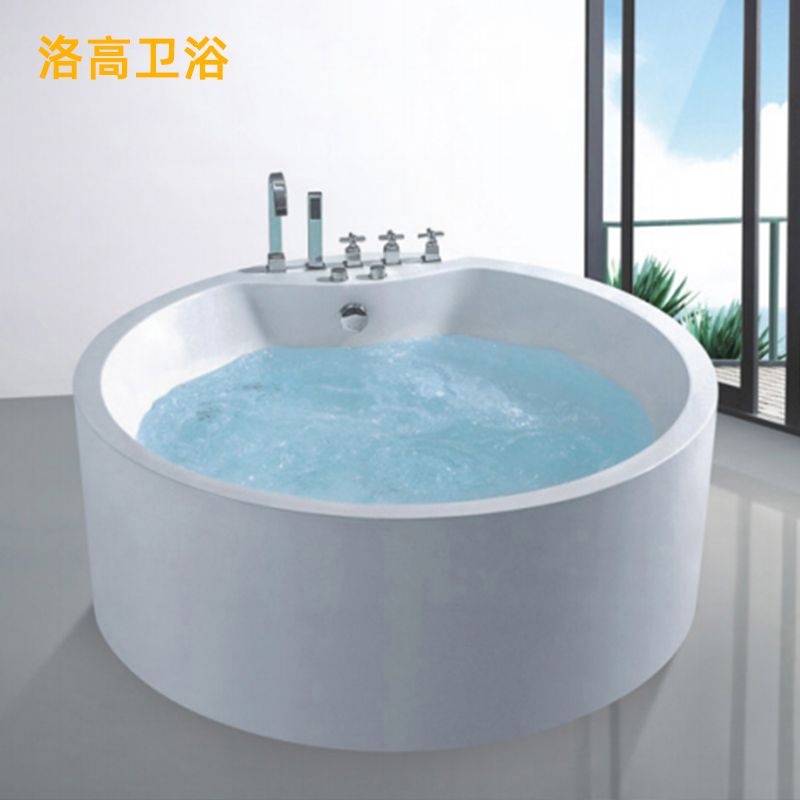 浴缸家用亚克力宽边独立式成人小户型北欧网红彩色圆形浴盆1.52米