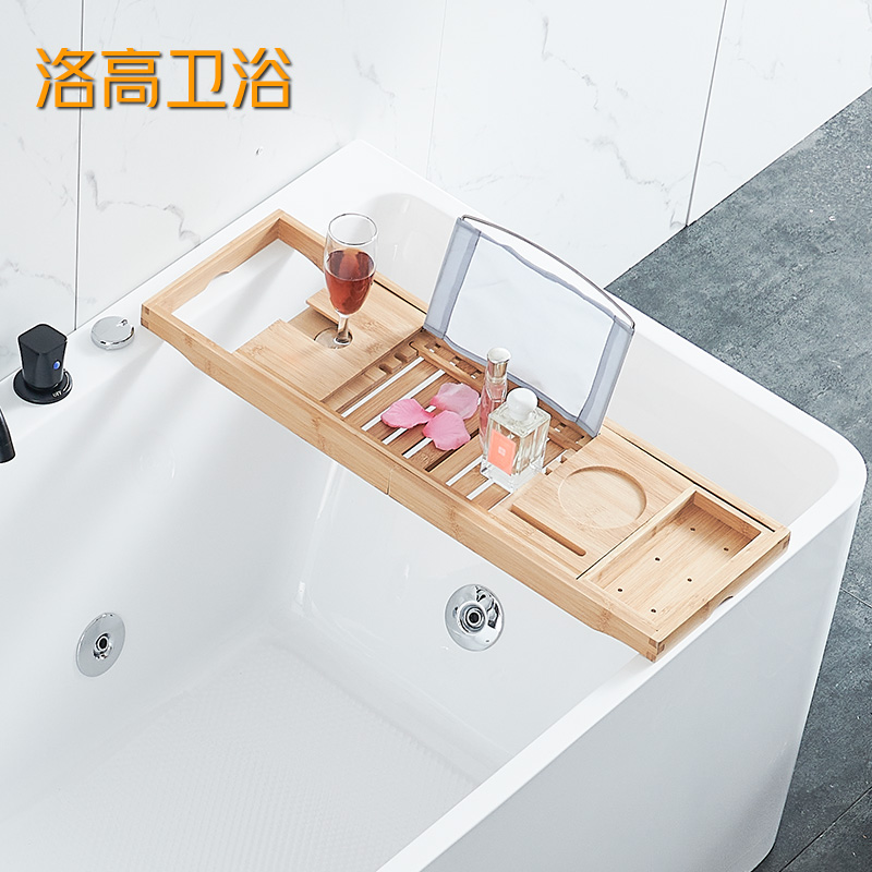 洛高浴缸架竹制欧式伸缩防滑泡澡平板手机架ins轻奢浴缸置物架