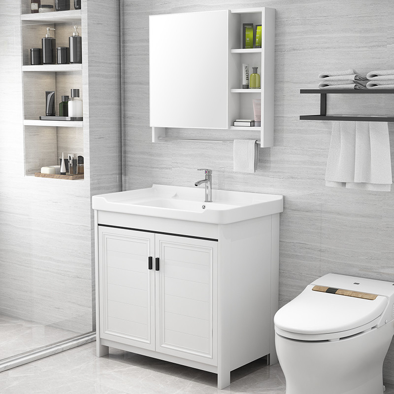 落地式浴室柜现代简约太空铝洗手盆柜组合一体洗漱台卫生间洗脸盆