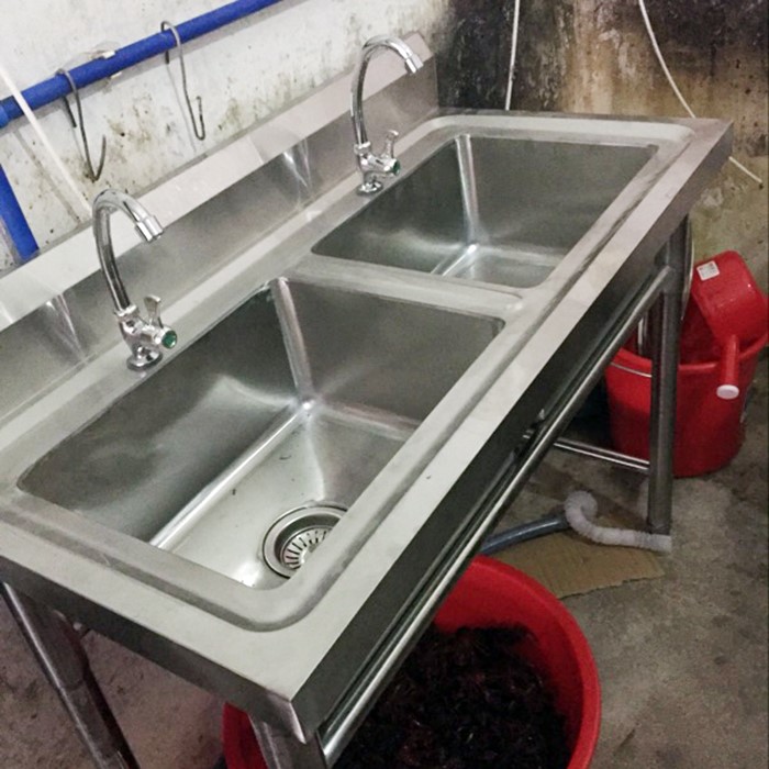 厨房双水槽一体柜不锈钢简易水斗双盆落地双池洗菜盆整体厨房单位