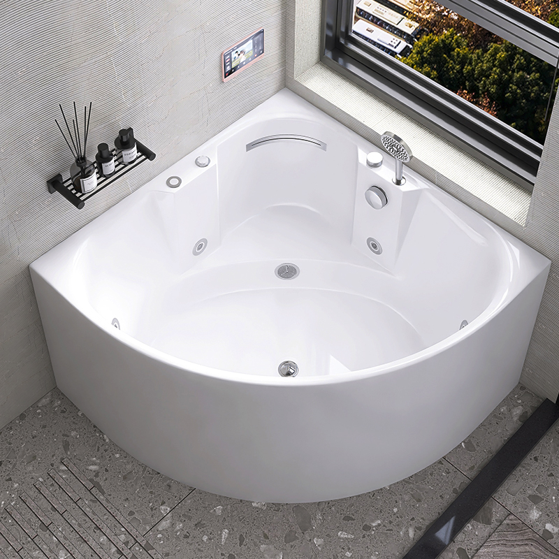 恒美乐三角形扇形大浴缸坐式卫生间亚克力情侣家用双人泡澡浴盆