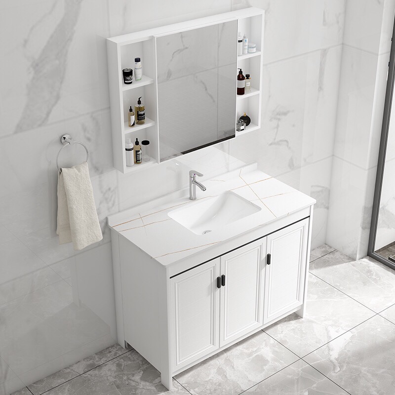 现代简约岩板浴室柜洗脸盆落地式洗手盆柜组合卫生间一体洗漱台池