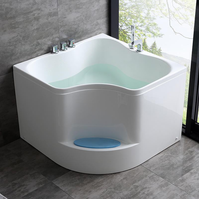 卫生间转角坐式浴缸家用小户型成人三角扇形老人加深泡澡浴盆