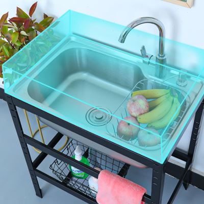 加厚厨房不锈钢简易水槽单槽带支架子洗手盆家用水池洗菜盆洗碗池
