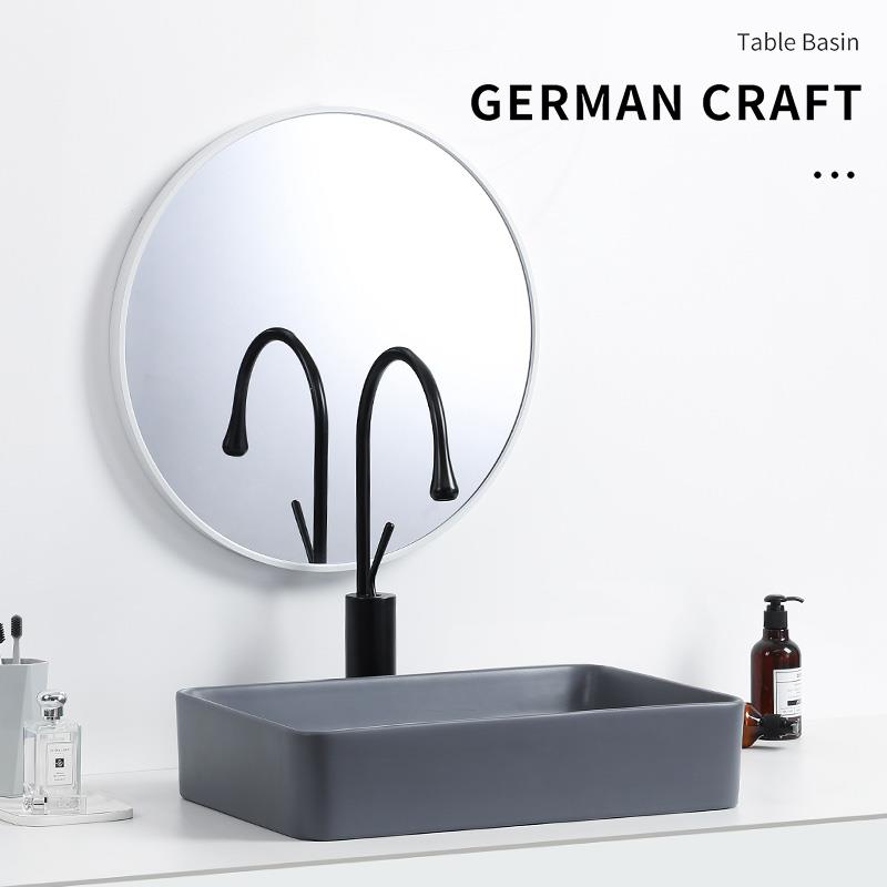 北欧灰色台上盆长方形洗手盆家用台盆磨砂哑光陶瓷创意个性洗脸盆