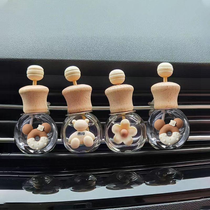新款奶茶色香水分装瓶汽车空瓶收纳瓶车载出风口夹创意车内装饰品
