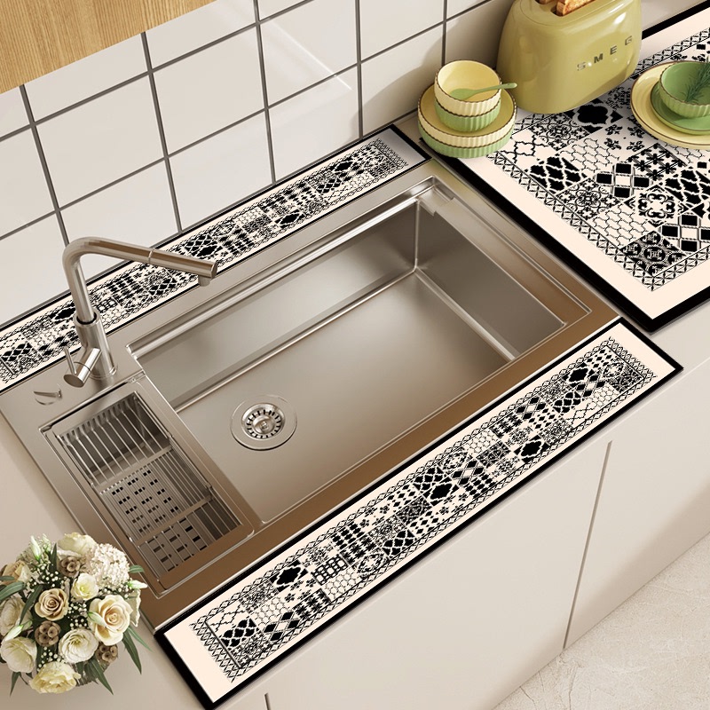 厨房水槽边吸水皮革垫子灶台台面长条洗碗池沥水垫可裁剪控水杯垫
