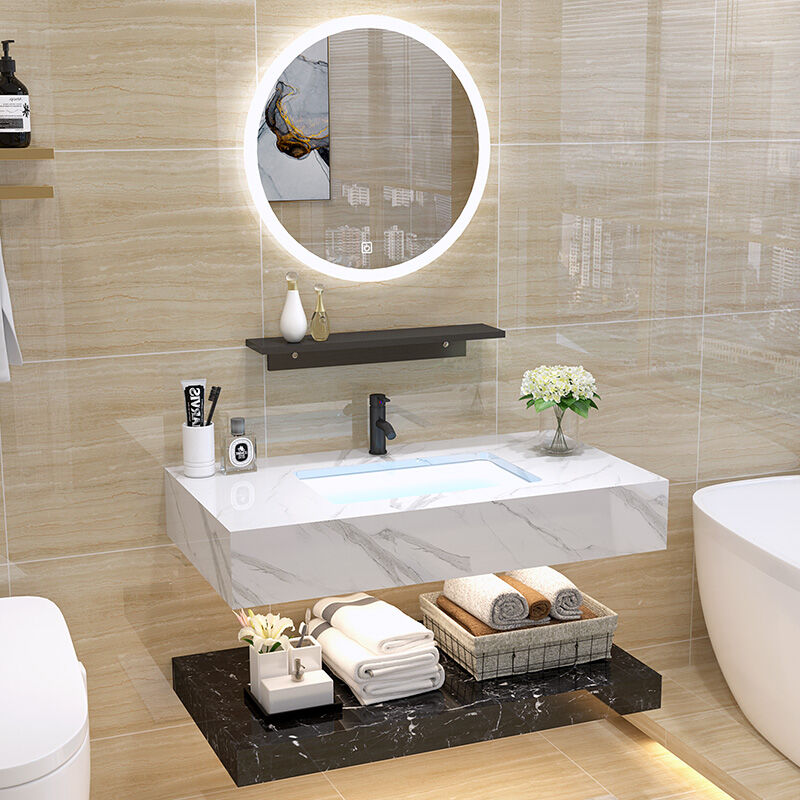 北欧浴室柜现代简约卫生间洗漱台大理石洗手池脸盆柜组合智能镜柜