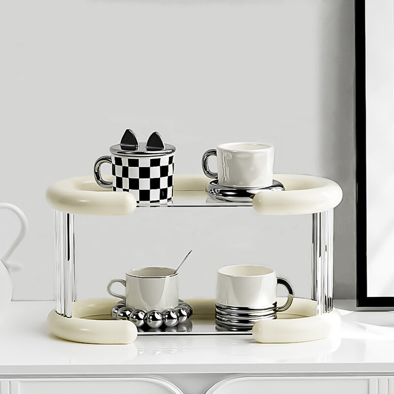 高级感轻奢杯子收纳置物架家用餐桌水杯架桌面咖啡杯马克杯展示架