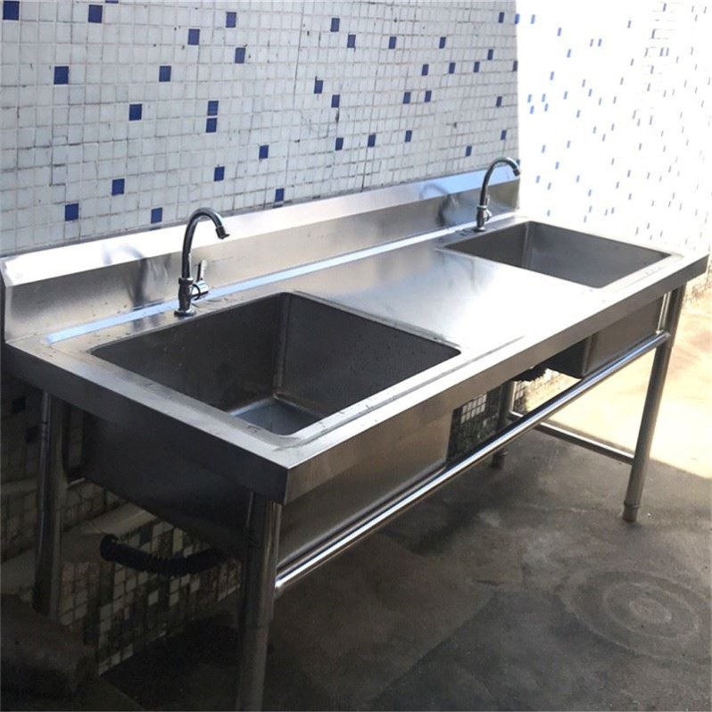 商用不锈钢水池水槽洗菜盆带工作台清洗室外简易1.2米洗手盆双盆