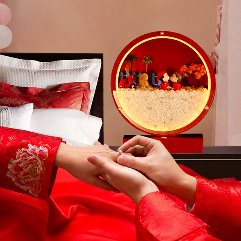 创意结婚新婚礼物送新人订婚高z档床头卧室红色台灯装饰品摆件定