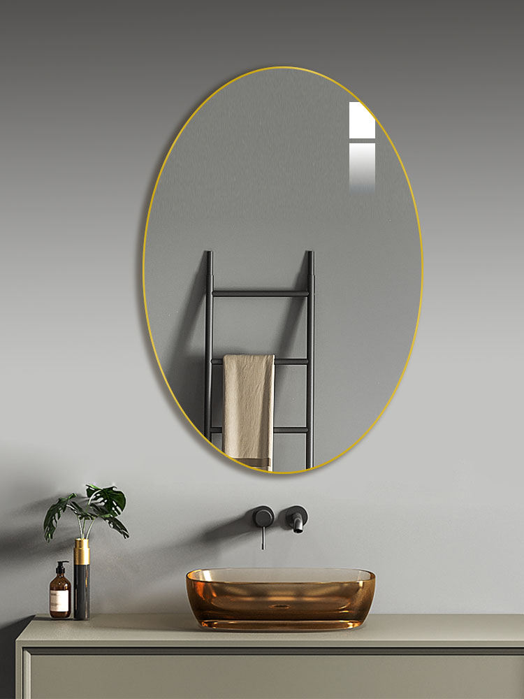 免打孔浴室镜子卫生间圆形壁挂式洗手间化妆镜子贴墙自粘卫浴镜