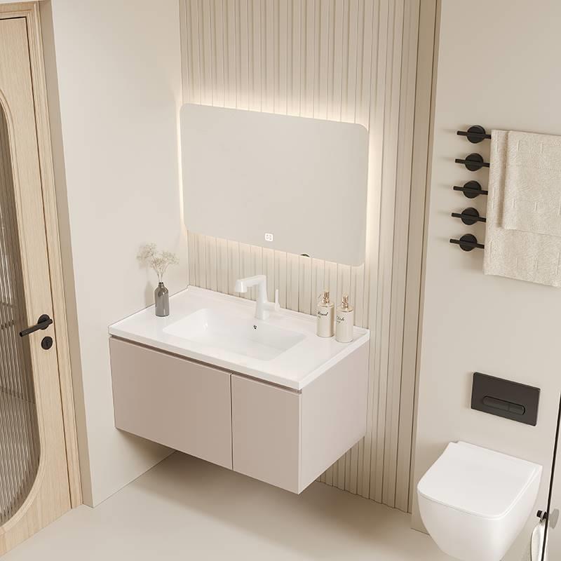 浴室柜组合陶瓷一体盆现代简约洗手台洗脸池盆卫生间挂式洗漱台柜