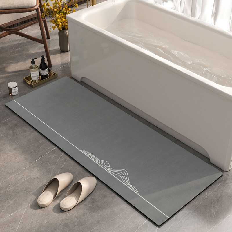 浴室浴缸前专用软硅藻泥家用吸水速干脚垫防滑地垫卫生间长条地毯