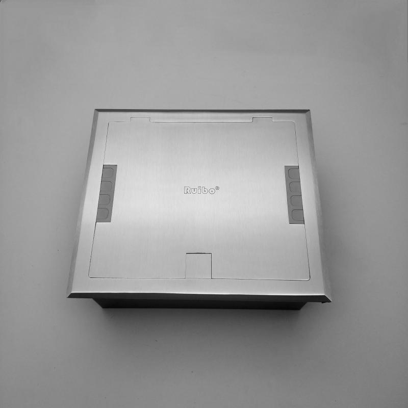瑞博4位86面板隐藏插头不锈钢银色地插 自由组合多媒体全铜地插座