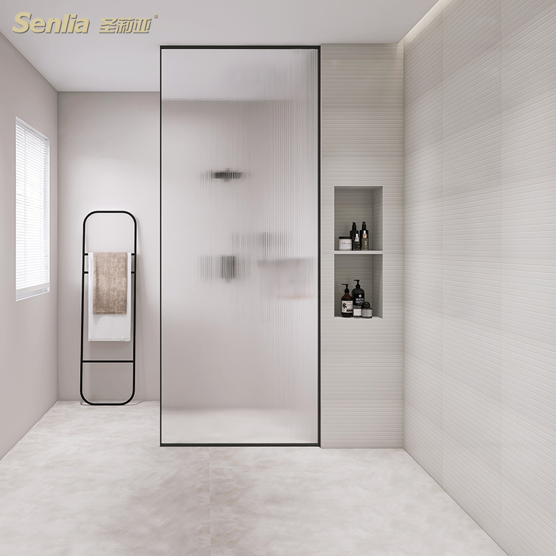 圣莉亚半隔断屏风定制浴缸浴室一字窄边框单片玻璃卫生间玻璃隔断