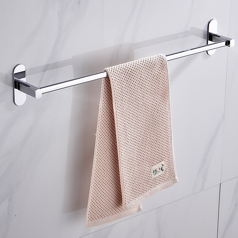 不锈钢毛巾架免打孔卫生间挂杆洗手间卫浴挂件免钉浴室单杆毛巾杆