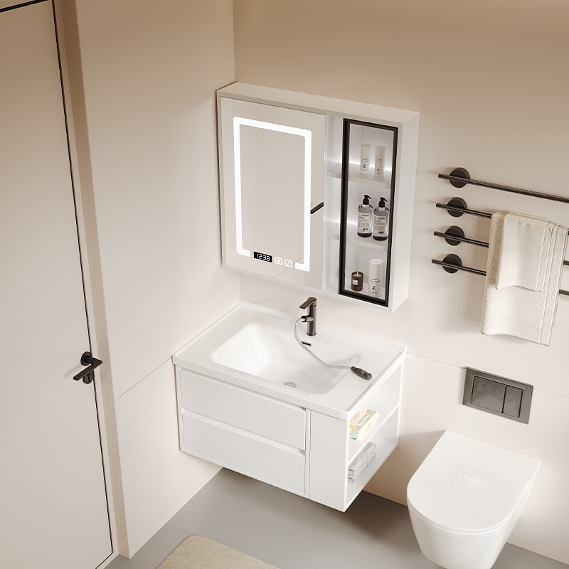 现代简约实木浴室柜组合一体陶瓷盆卫生间洗脸盆洗漱台洗手池套装