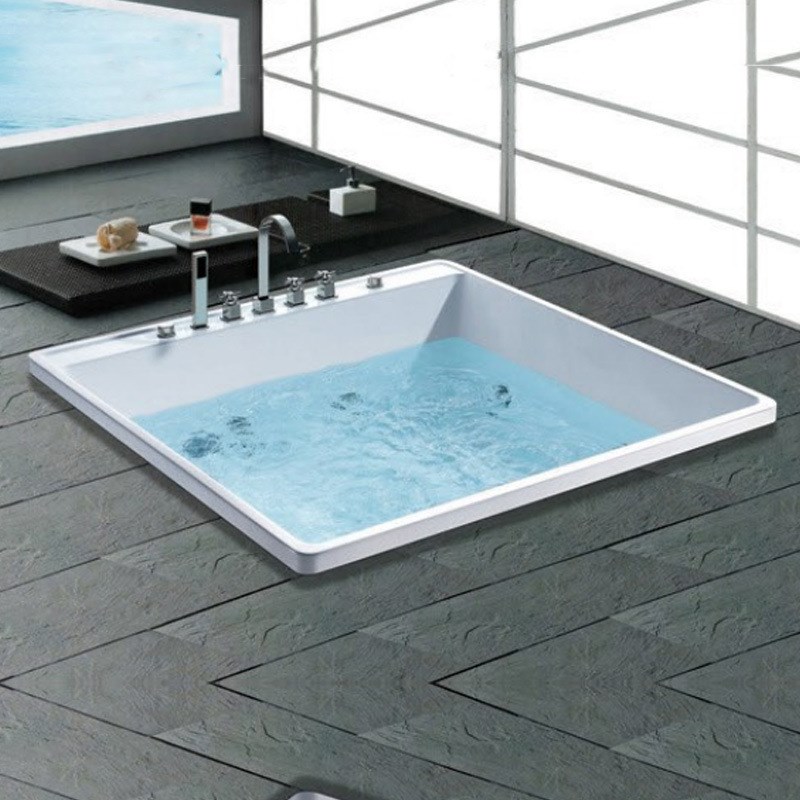 嵌入式浴缸 家用双人方形按摩浴池泡澡池恒温彩灯泡泡多功能浴盆