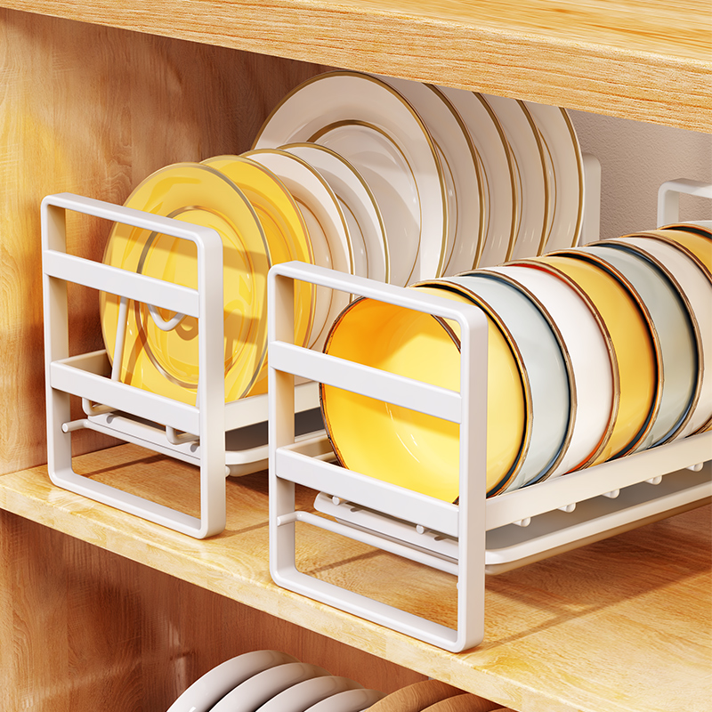 抽屉式单层碗盘收纳放碗碟橱柜碗架小型柜内置物架厨房水槽沥水篮