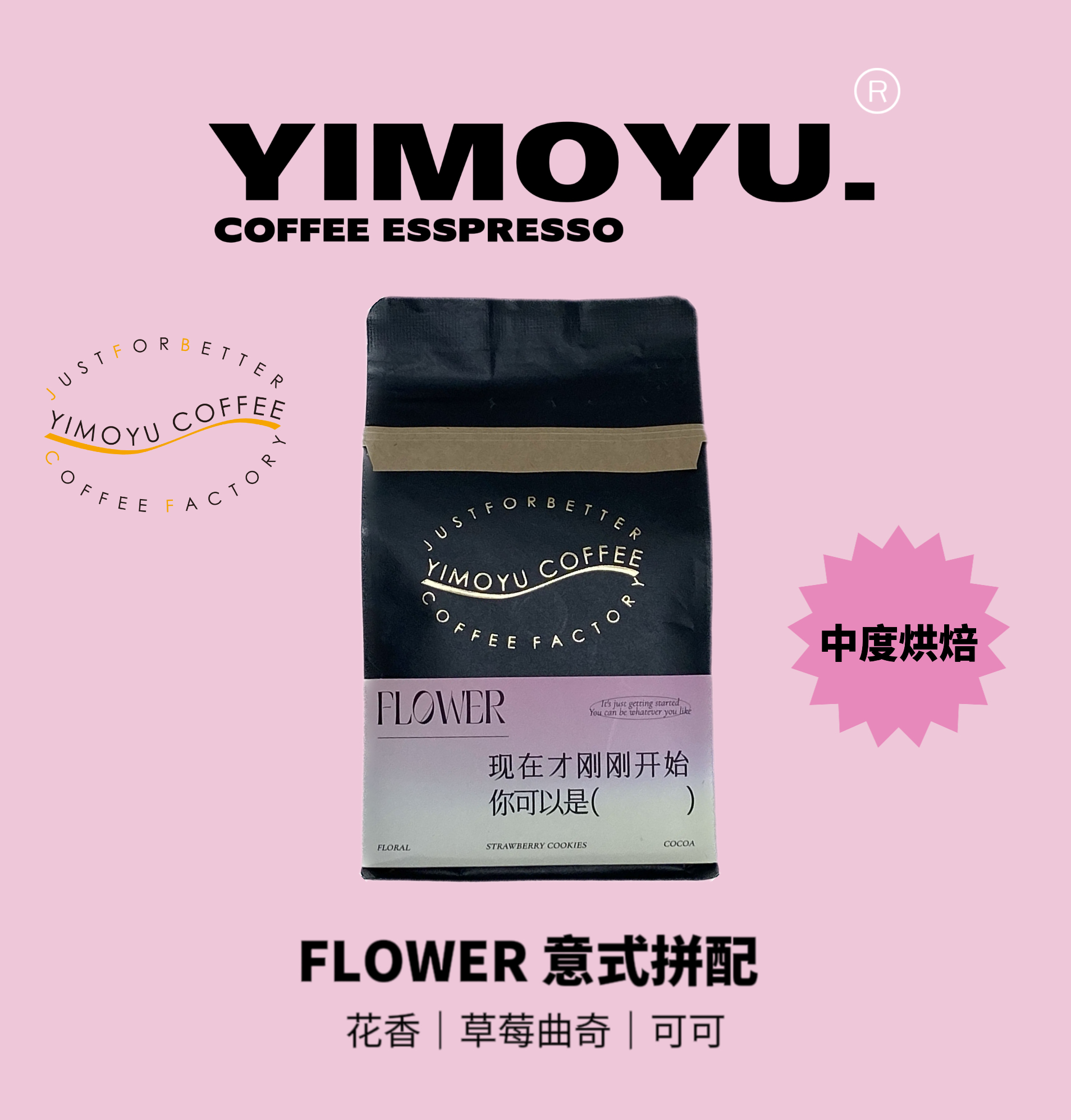 摸鱼二号FLOWER 花香拼配精品意式咖啡豆 新鲜烘焙250g