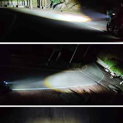 钱江凯威荣光202摩托车LED透镜大灯改装配件远光近光一体三爪灯泡