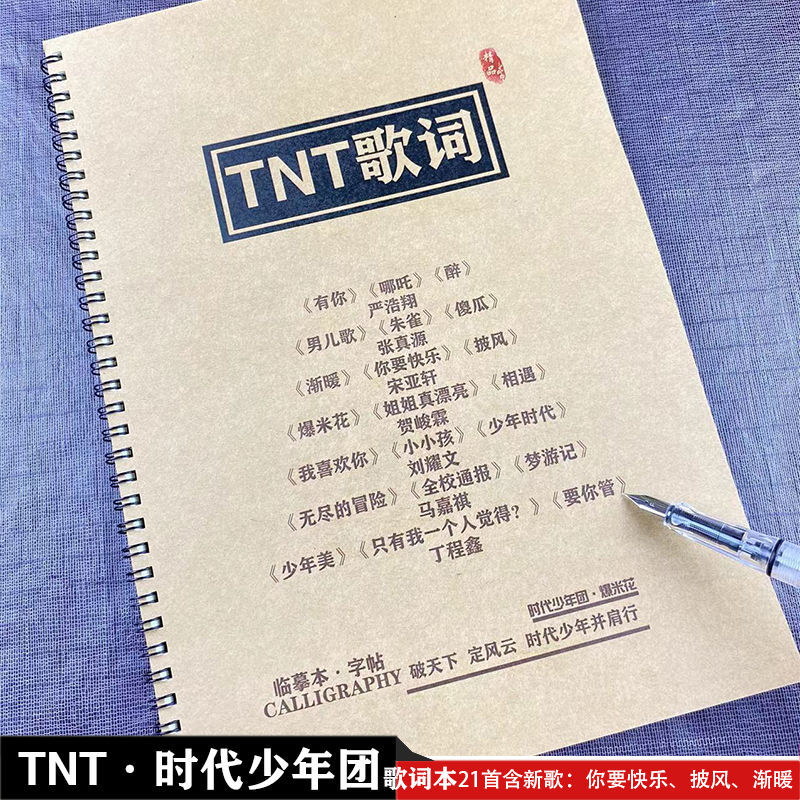 TNT时代少年团歌词本字帖学习用品 女生情书体奶酪体鲸落体练字帖