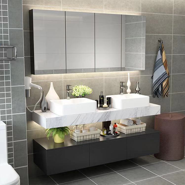 新轻奢现代简约岩板一体浴室柜组合洗手洗脸池卫生间洗漱台盆套品