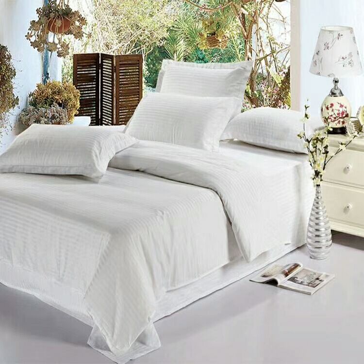 宾馆民宿床单被套单人三件套双人四件套床上用品洗浴白床单白色布