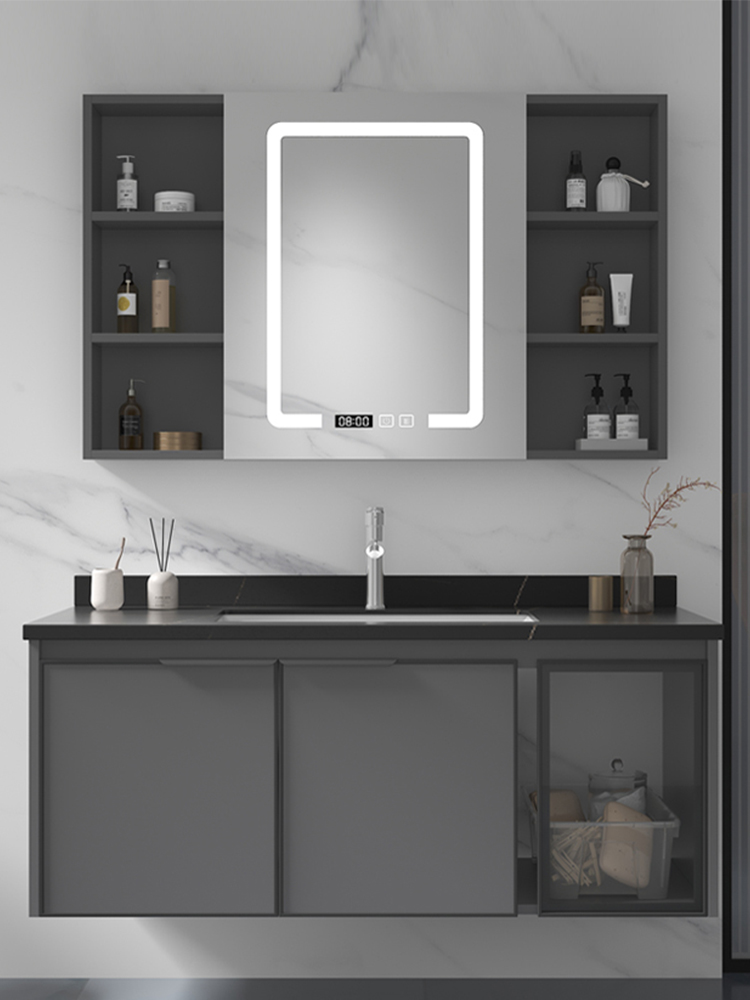 浴室柜组合小户型一体面盆镜简约卫生间洗漱台智能岩板洗脸洗手盆
