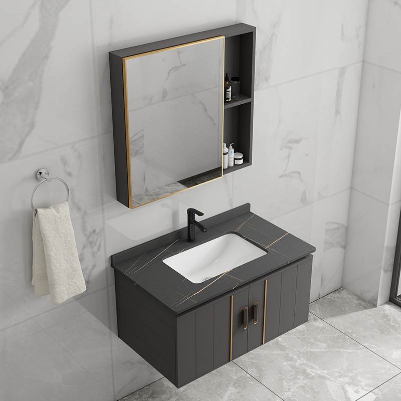 岩板洗手盆现代简约浴室柜卫生间洗脸盆柜组合一体洗手台洗漱台池