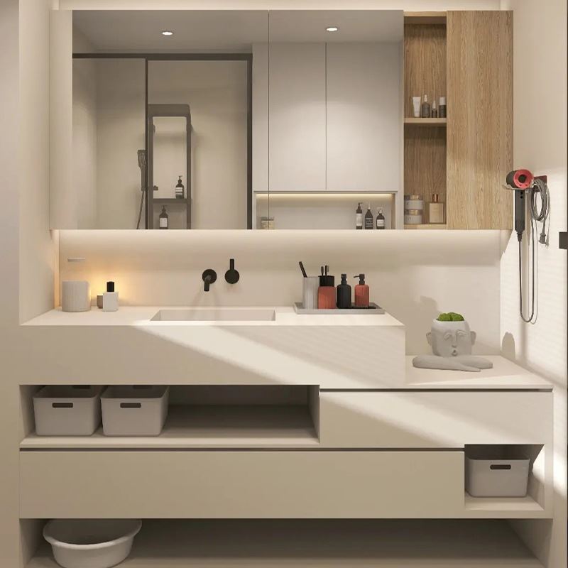 浴室柜组合现代简约一体盆日式原木白色卫浴洗脸盆洗手洗漱台