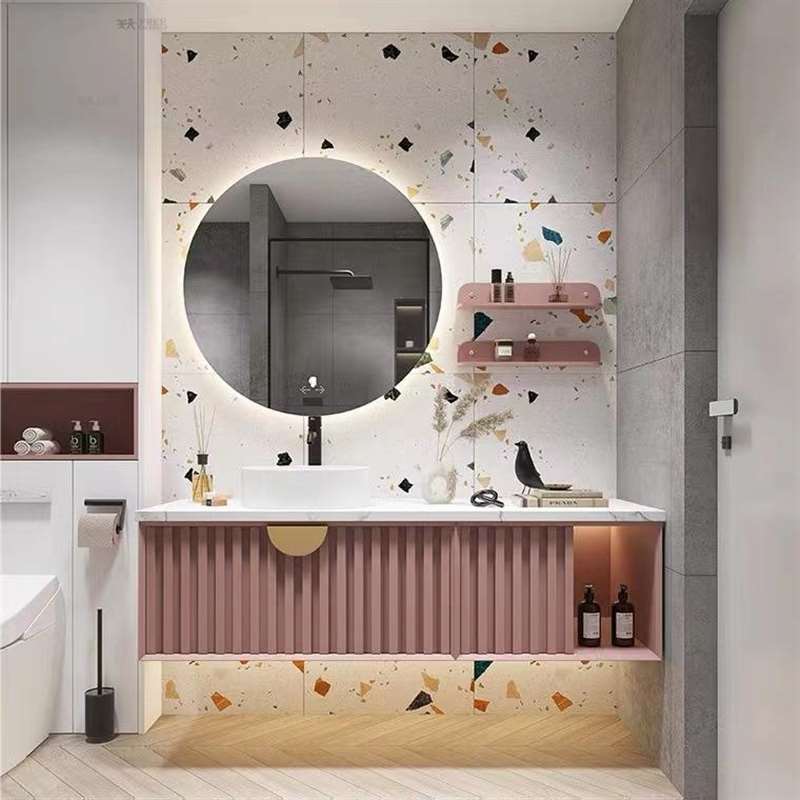 洗现代简约盆岩板手浴室柜小户型台上盆洗脸洗漱台卫浴组合.