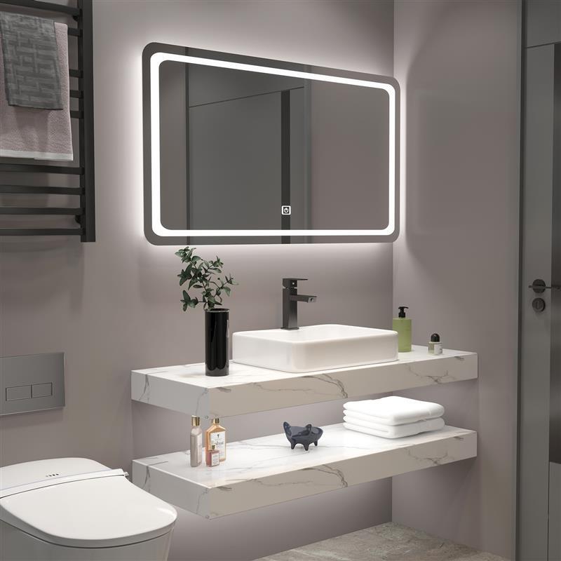 现代简约卫生间岩板一体台上洗手盆洗漱台全套浴室柜智能卫浴套装
