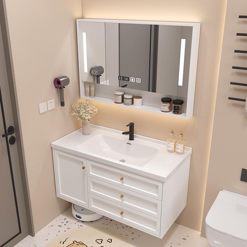 智能轻奢实木浴室柜组合卫生间洗脸洗漱台卫浴套装现代简约小户型
