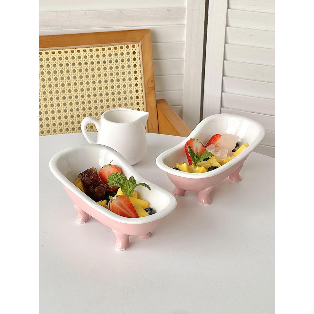 网红餐厅浴缸陶瓷碗布丁碗冰淇淋碗甜品水果小碗可爱餐具创意