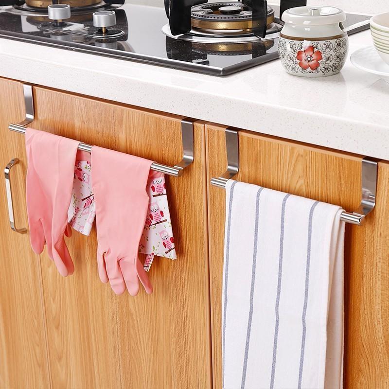 抹布毛巾架杆卫生间单杆橱柜不锈钢式途挂架多用收纳毛巾门背厨房