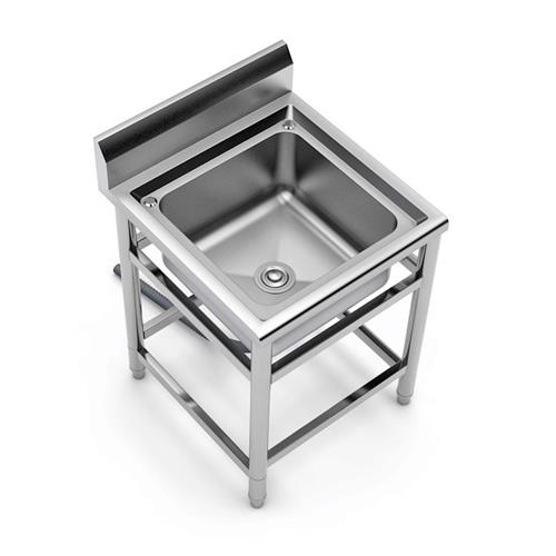 不锈钢水槽单槽带支架一体简易落地洗手盆家用阳台厨房洗碗池商用