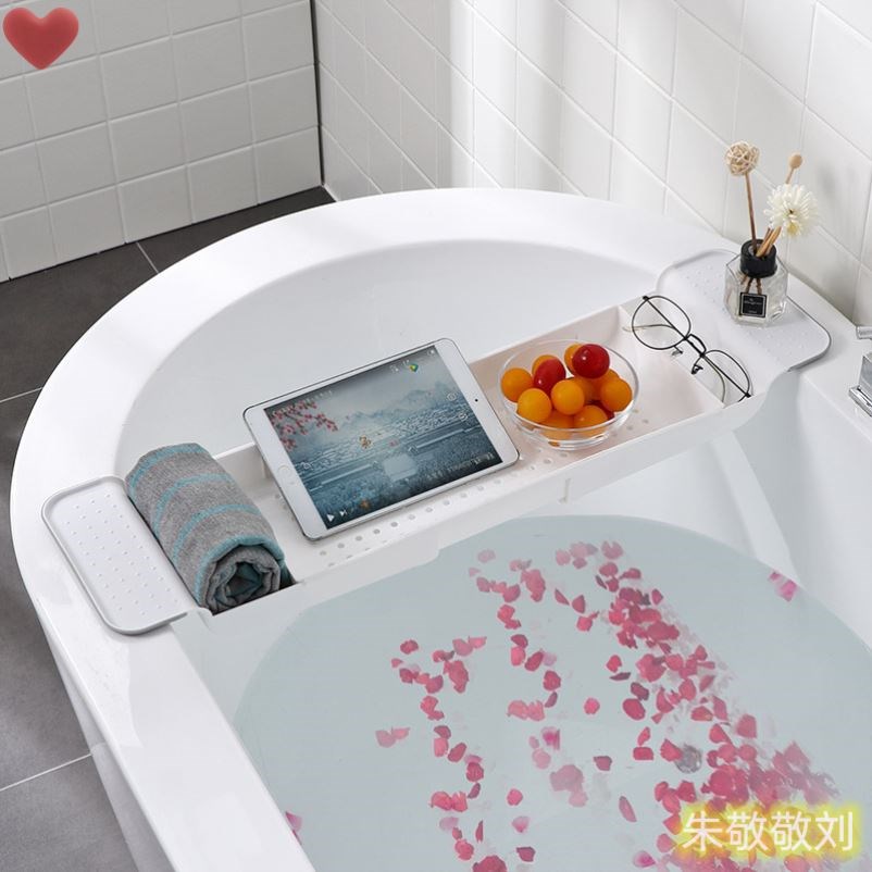 浴缸置物架子可伸缩沥水卫生间浴室泡澡浴桶上支架浴盆收纳置物板
