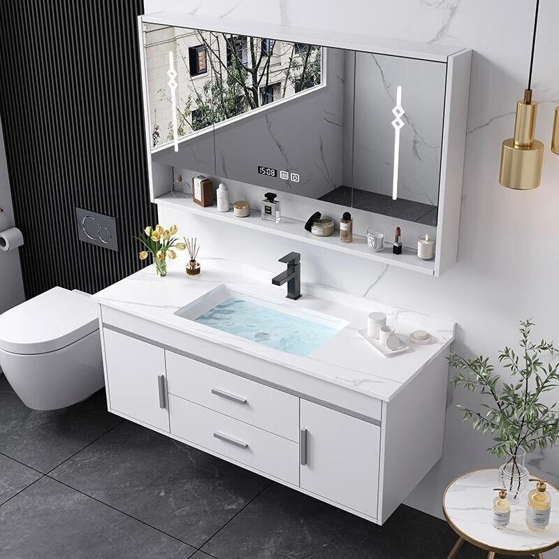 艺乐雅(YILEYA)卫浴现代简约实木浴室柜组合卫生间岩板陶瓷一体
