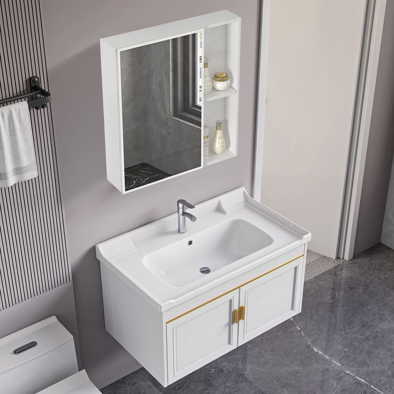 现代简约浴室柜组合陶瓷岩板洗手盆太空铝卫生间厕所洗脸盆柜组合