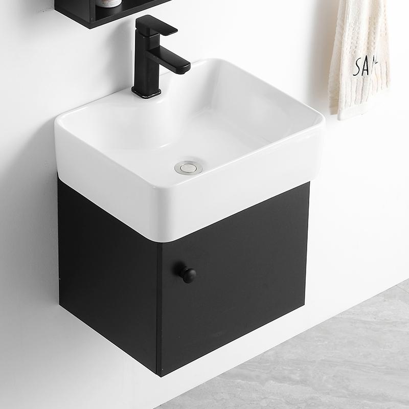 小户型浴室柜组合黑色现代简约阳台卫生间挂墙式洗脸盆迷你洗手盆