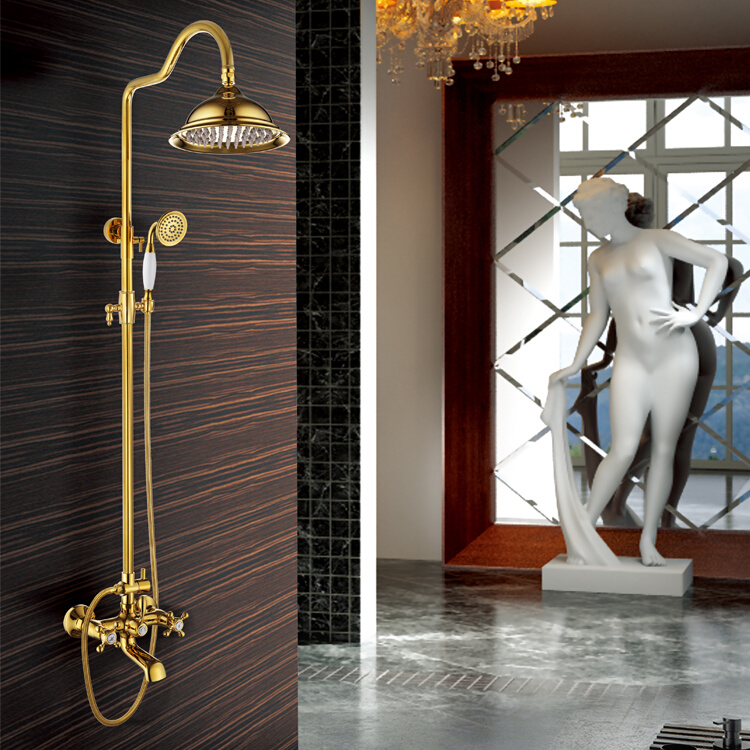 新款卫浴欧式经典全铜浴室个性创意问号形状卫生间淋浴双花洒