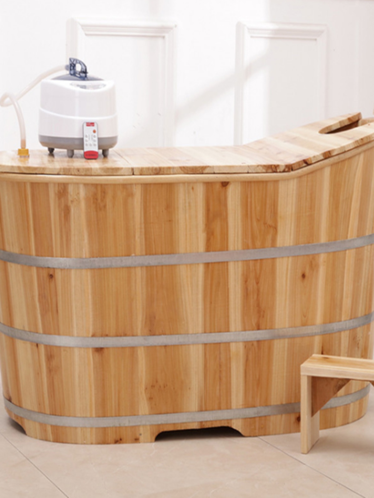 木质泡澡桶小浴室木桶浴桶家用全身大人小户型加热汗蒸熏蒸桶浴缸