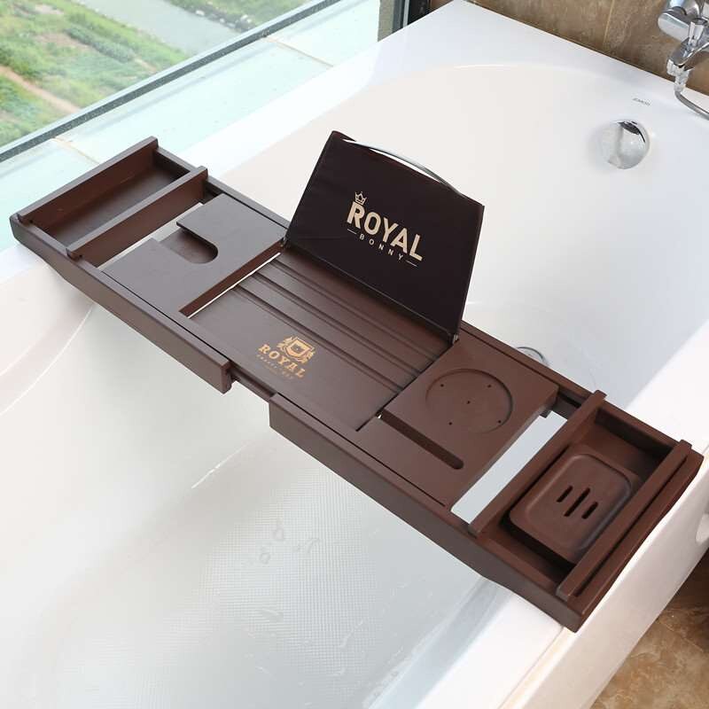 诺宝尼北欧轻奢可伸缩置物架竹制民宿酒店高档泡澡架浴缸置物板