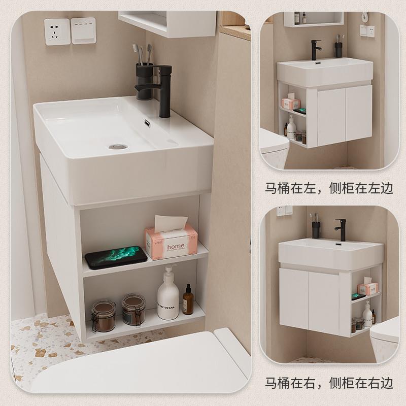 定制小尺寸挂墙式多层实木洗手盆浴室柜带置物架卫生间洗脸一体洗